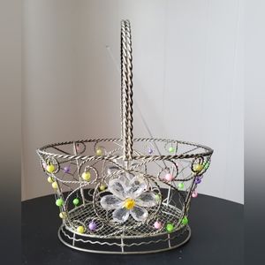 Multi Color Beaded Flower Basket